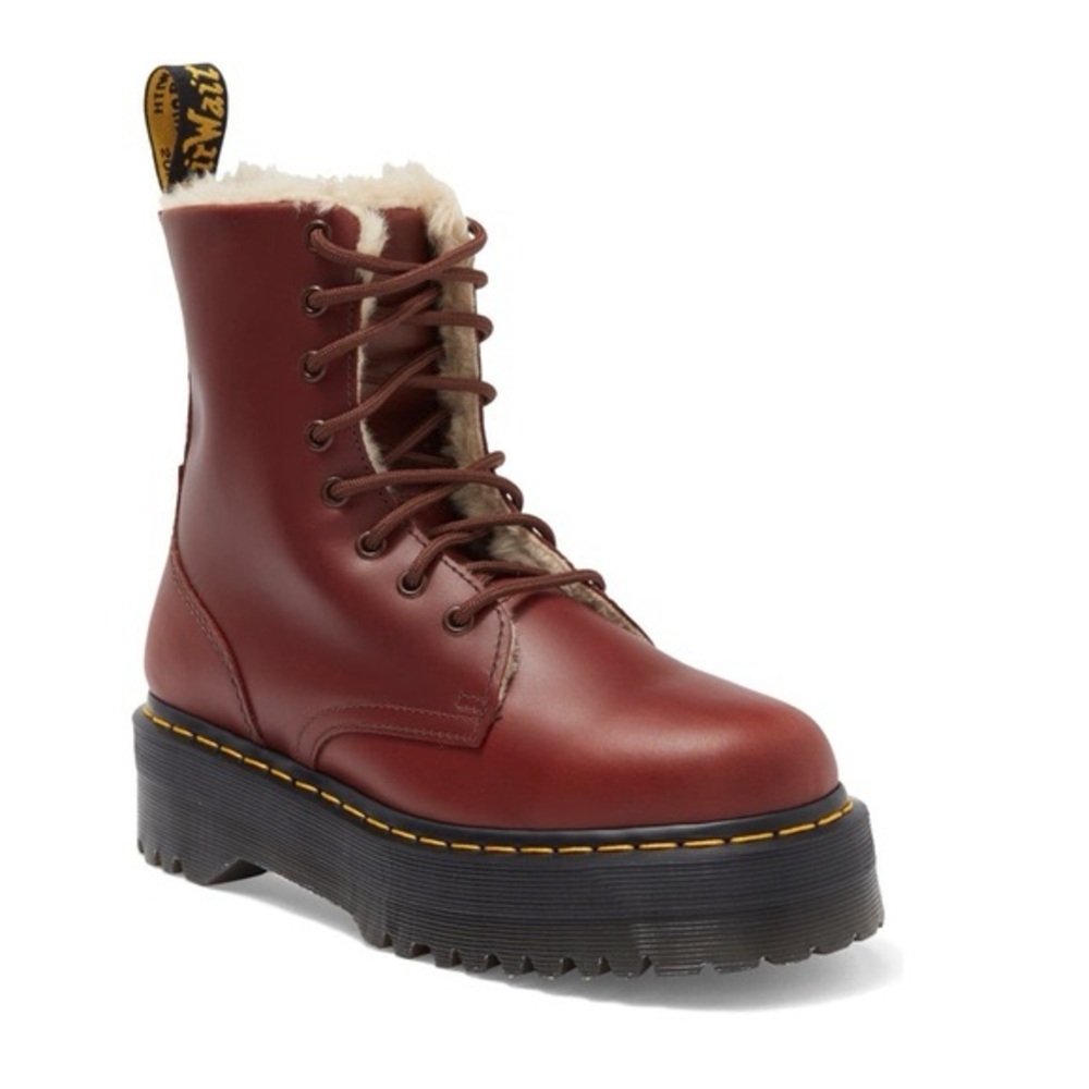 Dr. Martens Burgundy Lace Up Platform Boots